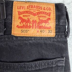Levis 505 Jeans Men 40X32 Black Denim Rodeo Chores Work Jeans 100% Cotton Flaw